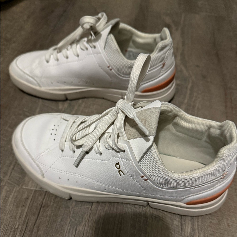 On White Roger Sneakers with Orange Accents